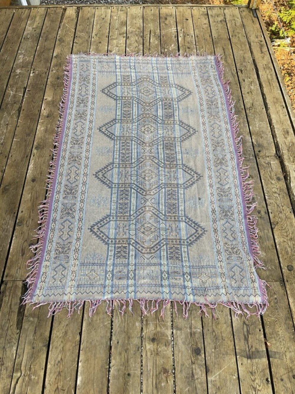 Vintage Boho Southwest Woven Blanket Throw / Rug Folk Indie Artisan Earthy